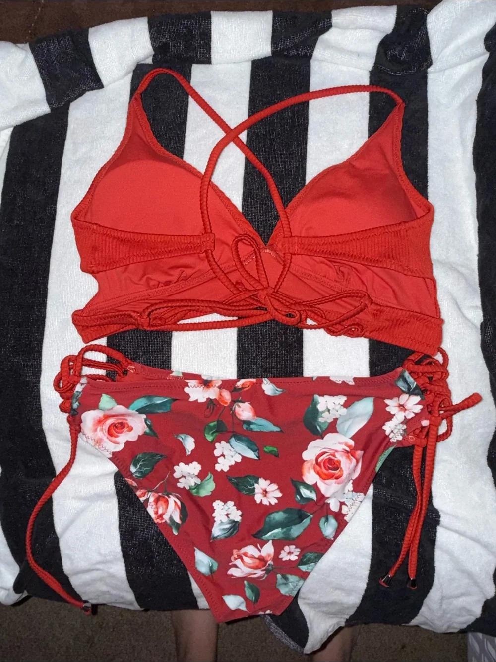 Red Floral Two-Piece Bikini Set